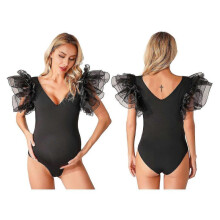 (S, Black B) Pregnant Women Elegant Photography Bodysuit Maternity Jumpsuit Bathing Suit Swimwear Swimsuit Pool Party Beach Holiday Costume
