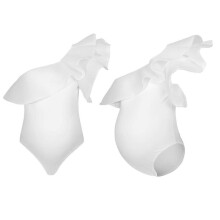 (L, White) Pregnant Women Elegant Photography Bodysuit Maternity Jumpsuit Bathing Suit Swimwear Swimsuit Pool Party Beach Holiday Costume