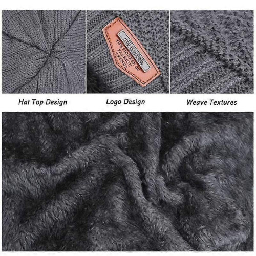 Ensemble bonnet et écharpe tricotés chauds pour homme, gris 1