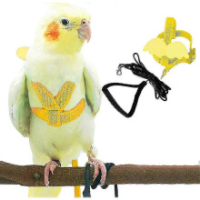 (M, Yellow) Adjustable Bird Harness and 80 Inch Leash for Outdoor Flying Training, Secure Fit for Parrots Cockatiels