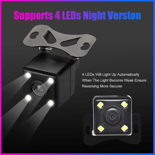 Universal Wire Rear View Camera with 4 LED Car Back Reverse Camera RCA Night Vision Parking Assistance 2