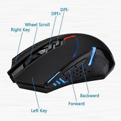 2000 DPI Wireless Gaming Mouse - 7 Buttons Adjustable 24G 1