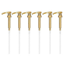 (Golden)6Pcs Syrup Pump Food Grade Strong Sealing Moisture-proof Leakproof Easy to Clean Tea Juice Bottle Co
