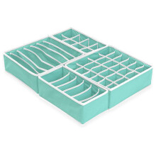 Drawer Organizer Set of 4, Foldable Fabric Storage Boxes for Underwear, Socks, Bras, Large Capacity, Green