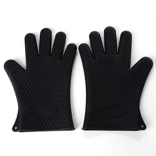 Xcellent Global Heat Resistant Silicone Oven Mitt - Black - Washable - Multi-Purpose 1