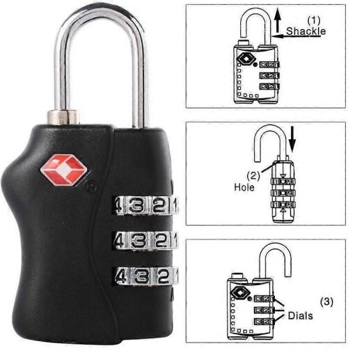 XCSOURCE TSA Luggage Locks3 Digit Security Padlock Combination Lock for Suitcase Luggage Bag Black 2 2