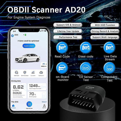 XTOOL AD20 OBD2 Diagnostic Scanner ELM 327 Code Reader with HUD Function AD20 PRO Online Head Up Display 2