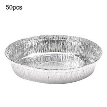 (9inch)Non-Stick Baking Pan - 50pcs Disposable Round Aluminum Foil BBQ Food Tray Container