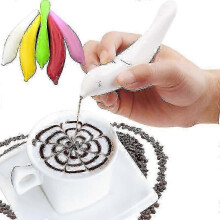 (White) Coffee Art Pen Electric, Cocoa Latte Pen Coffee Spice Pen Cake Decorating Coffee Carving Pen For Chocolate Powder