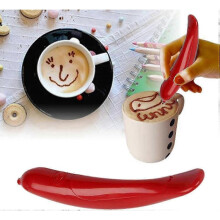 (Red) Coffee Art Pen Electric, Cocoa Latte Pen Coffee Spice Pen Cake Decorating Coffee Carving Pen For Chocolate Powder