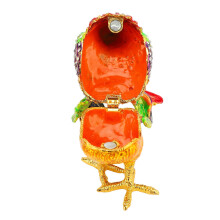 Boîte à bijoux Coq en alliage, à charnière, pouvant contenir des bagues, couleur