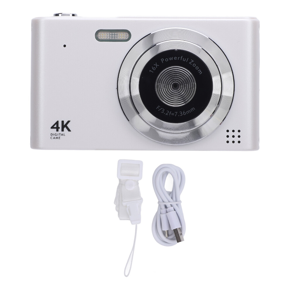 Digital Camera 16X Zoom 4K 48Mp 2.4 Inch Ips White 8320539581569