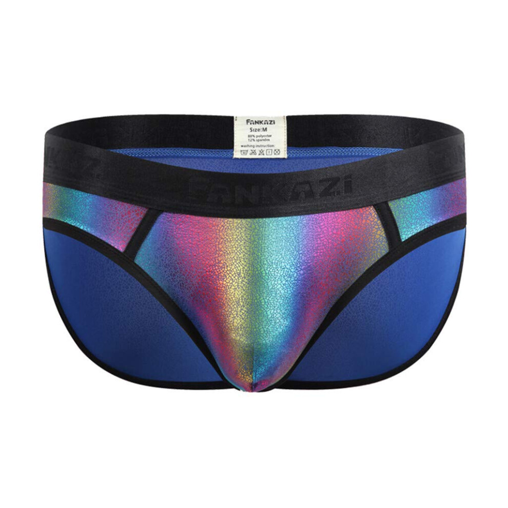 Blue Wetlook Men's Briefs Patent Underpants M Erotic Lingerie Latex Thong Clubwear 2025