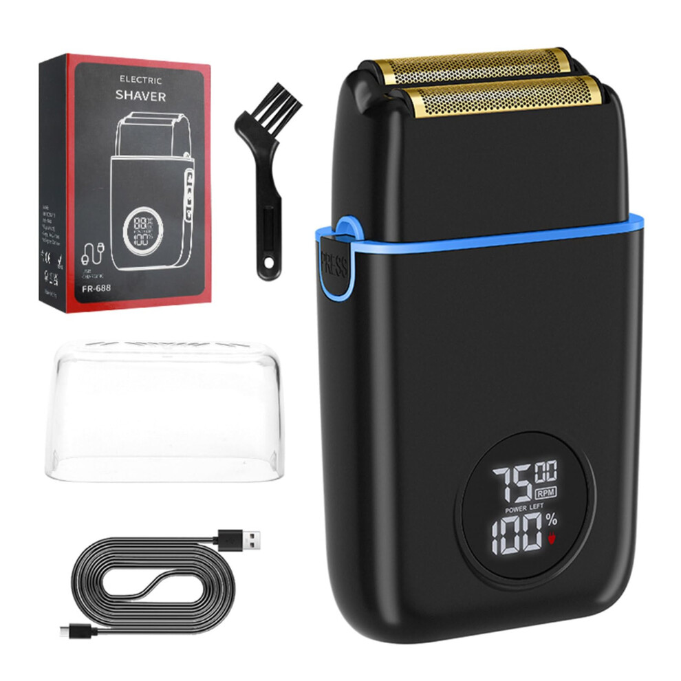 Cordless Men's Electric Foil Shaver Double Blade Rechargeable Razor with USB Charging and Beard Trimmer
