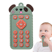 Remote Controlled Teethers Silicone Teething Rings Soft Chewable Sensory Toy for Babies Cartoon Dog Design Green