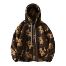 (XL, Brown) New 2024 Teddy Bear Print Warm Jacket For Womens Zekai