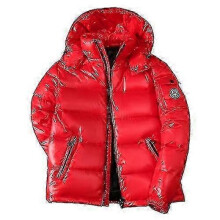 (L, red) Winter Men Thick Warm Hooded 90% white Duck Down Jacket Waterproof Short Coat