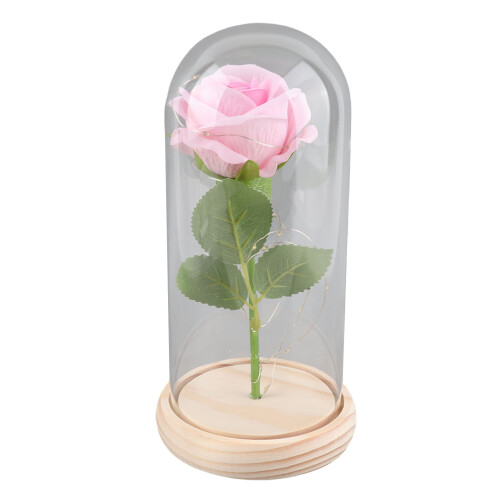 Rose Flower LED Light with Glass Cover Base 2