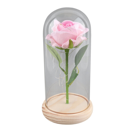 Rose Flower LED Light with Glass Cover Base 1