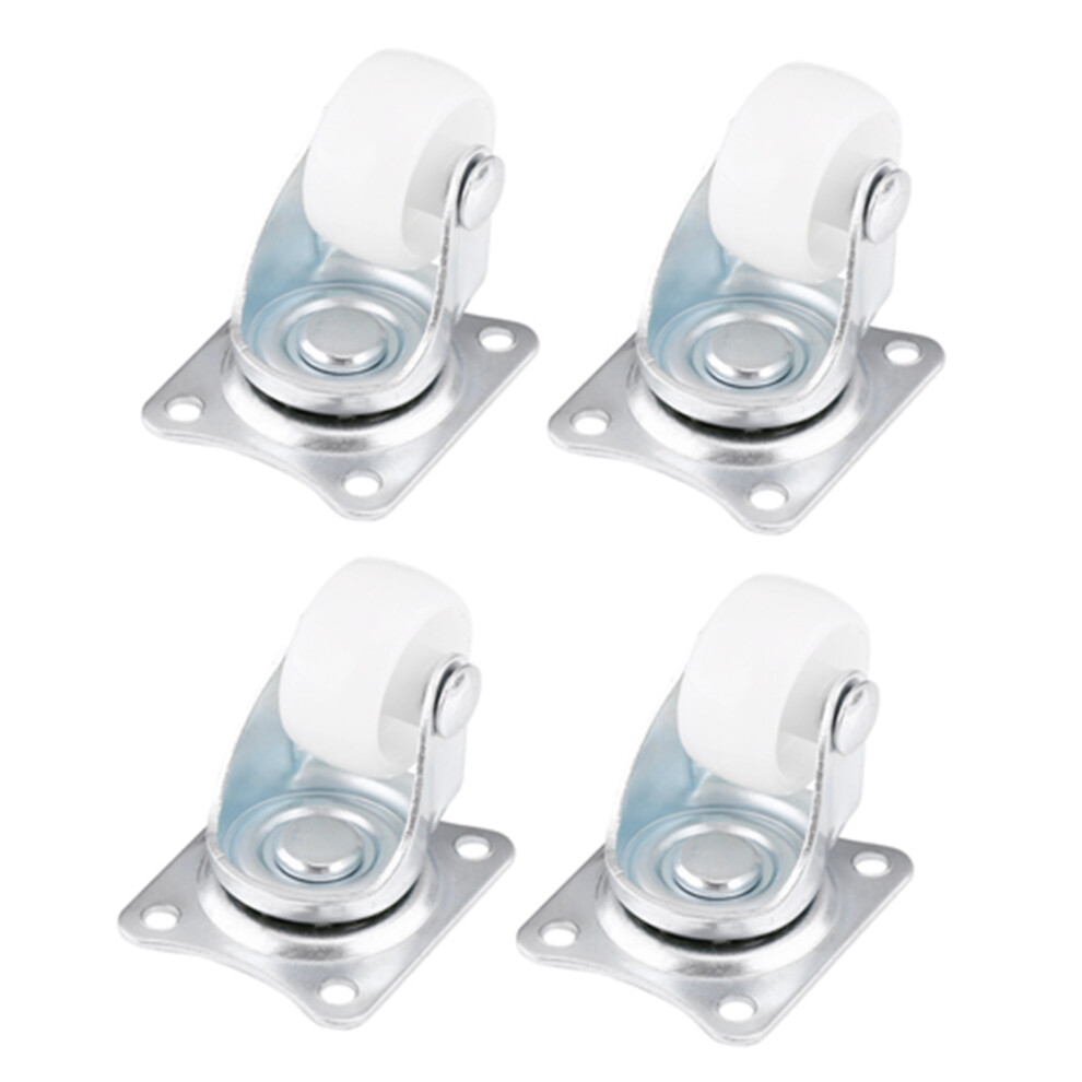 4Pcs Universal Swivel Casters 1" Wheels White