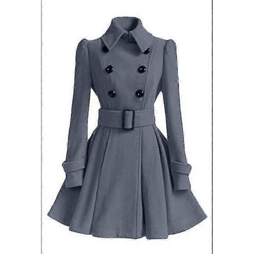 (M, Red) Women's Gorgeous Belted Winter Long Coat Jacket 6 Colors 1