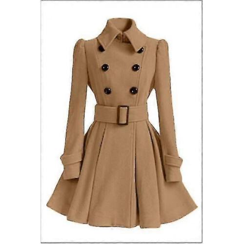 (M,pink)Women's Gorgeous Belted Winter Long Coat Jacket 6 Colors 2