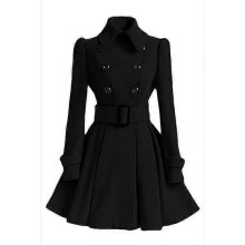 (S, pink) Women's Gorgeous Belted Winter Long Coat Jacket 6 Colors