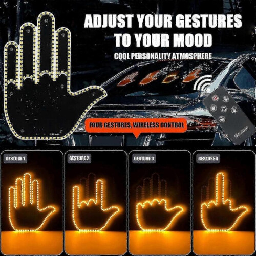 (Men) LED Back Window Car Sign with Remote Control Gesture Lighting for Amusing Vehicle Illumination 1