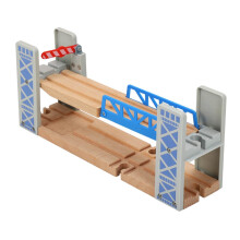 1Satz Wooden Train Tracks with Bridge Double Deck Overpass for Kids Ages 3 and Up Enhances Logic and Imagination