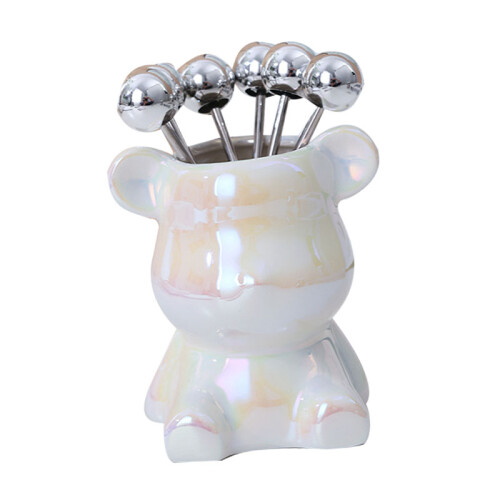 Fruit Fork Storage Jar Cute Animal Shape Ceramic 1