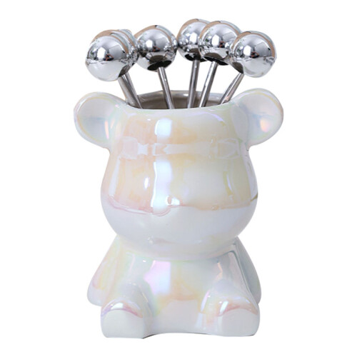 Fruit Fork Storage Jar Cute Animal Shape Ceramic