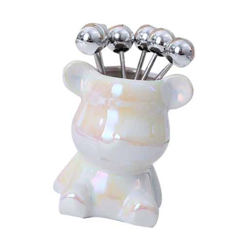 Fruit Fork Storage Jar Cute Animal Shape Ceramic 2