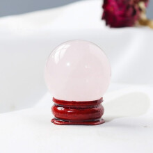 Natural Rose Quartz Crystal Sphere with Base, 7 Star Pattern Water Globe, Planetary Science Mineral Decor, 3 Inch