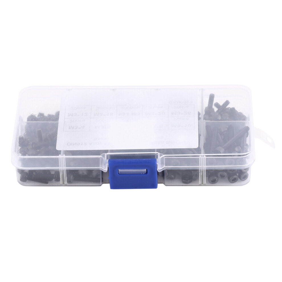 280Pcs/Box M3 Cap Head Hex Socket Bolt Screw Nut