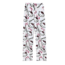 (XL, White) Cartoon Pajamas Anime Hello Kitty Pants Multicolour Flannel Women Casual Home Fashion Trousers Girl Clothes Gift P20250110678