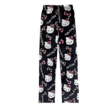 (L, Pink Black) Cartoon Pajamas Anime Hello Kitty Pants Multicolour Flannel Women Casual Home Fashion Trousers Girl Clothes Gift P20250110678