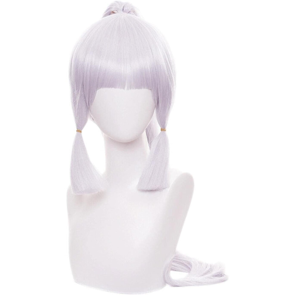 Unisex Genshin Impact Kamisato Ayaka Long Anime Cosplay Wig With Cap For Halloween Party Role Play Accessories