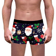 Boxershorts Christmas Men's Funny Underwear XXL Breathable Soft Retro Shorts Dark Blue Santa Costume
