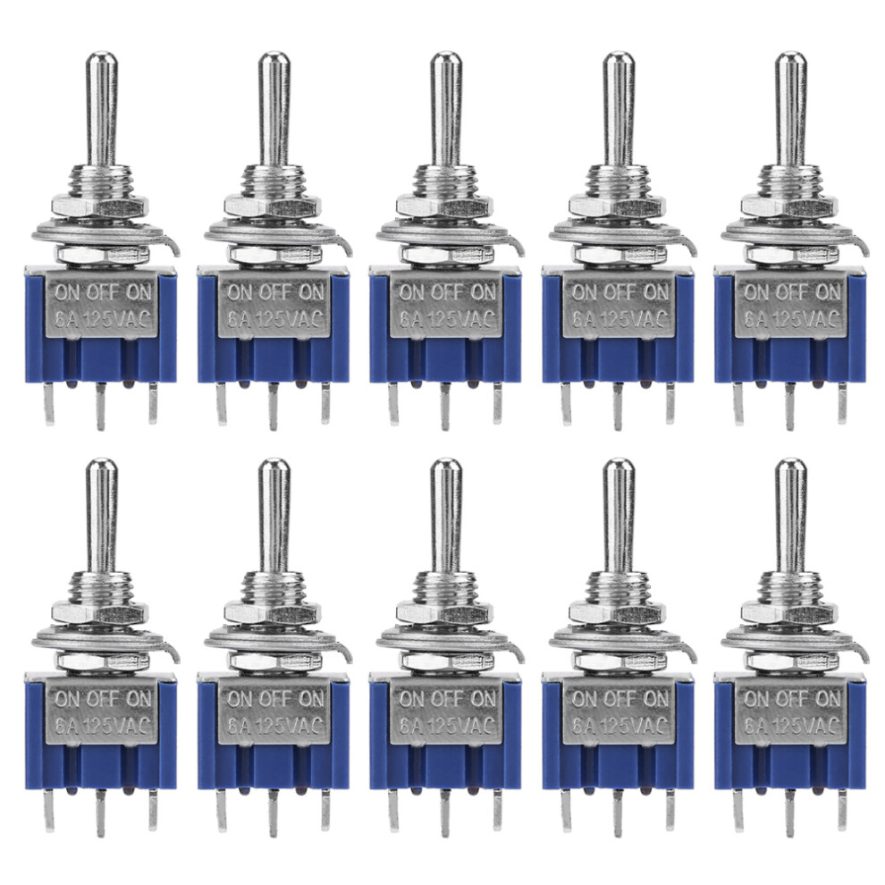 10Pcs On OFF on Mini Toggle Switch SPDT 3 position