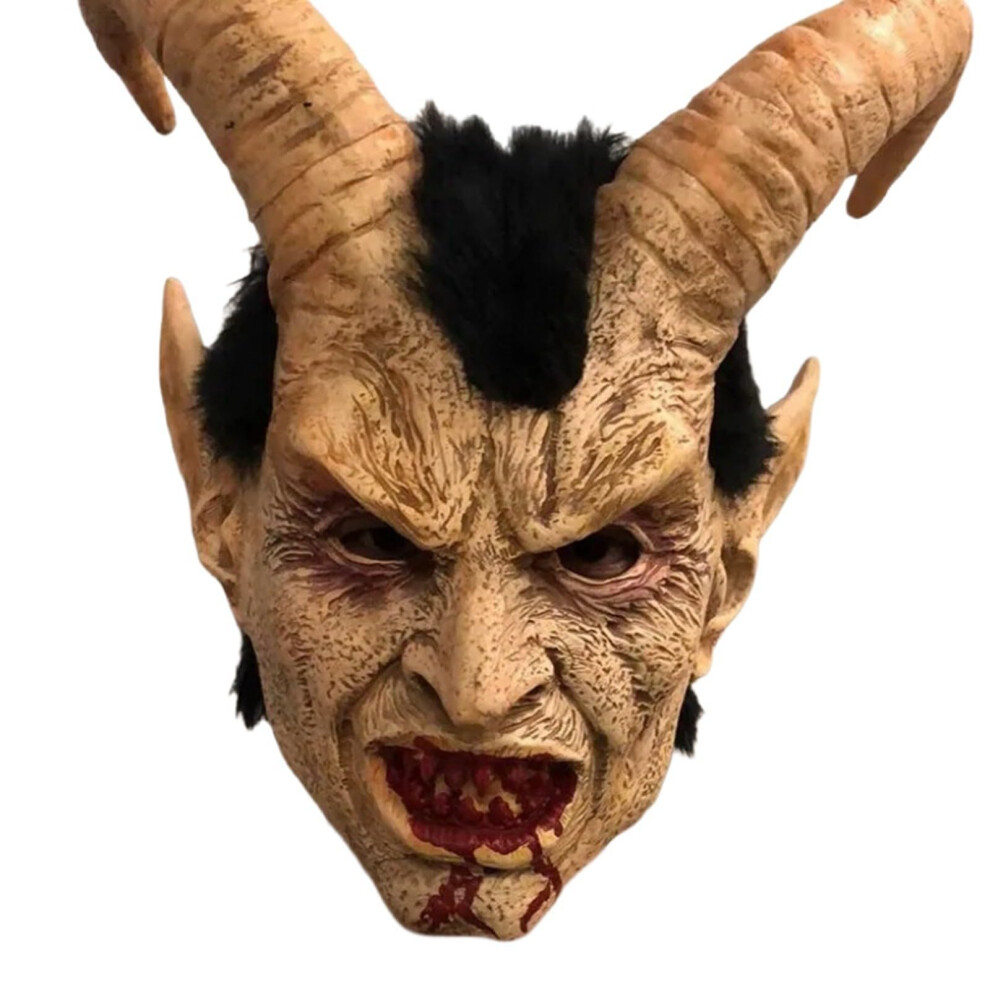 Black Lucifer Mask Adult - Scary Devil Krampus Goat Mask For Halloween Costume Party Props 25X15cm C02