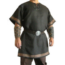 (XL, Black) Plus Size Men's Medieval Viking Knight Warrior Shirts Tops Cosplay Costume