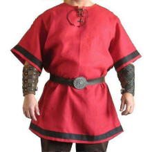 (M, Red) Plus Size Men's Medieval Viking Knight Warrior Shirts Tops Cosplay Costume