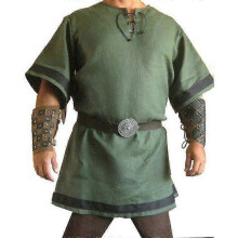 (2XL, Green) Plus Size Men's Medieval Viking Knight Warrior Shirts Tops Cosplay Costume