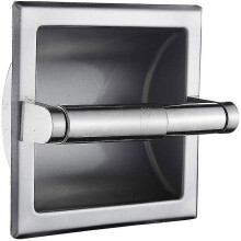 (silver) Hotel Style Brushed Nickel Recessed Toilet Paper Holder in Stainless Steel with Back Mounting Bracket for Wall