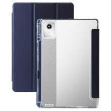 (Lenovo Tab M11, Dark blue) For Lenovo Tab M11 (Xiaoxin Pad 11 2024) Highly Transparent Acrylic Tri-Fold Leather Case Lavender
