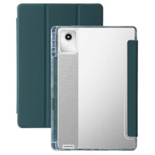 (Lenovo Tab M11, Dark green) For Lenovo Tab M11 (Xiaoxin Pad 11 2024) Highly Transparent Acrylic Tri-Fold Leather Case Lavender