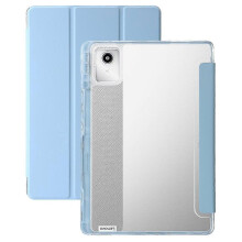 (Lenovo Tab M11, Light blue) For Lenovo Tab M11 (Xiaoxin Pad 11 2024) Highly Transparent Acrylic Tri-Fold Leather Case Lavender