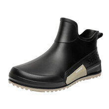 Men's and Women's Spring Summer Autumn Short Sleeve Outdoor Fashion Waterproof Rubber Boots, Non-Slip, Black, Size 39.5 EU