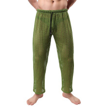 Men's Mesh Trousers Transparent Leggings Breathable Underwear for Summer Beach Clubwear XL Green Muscle Fit