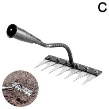 (7 teeth) 5/6/7/8 Teeth Carbon Steel Garden Weeding Rake, Garden Rakes Metal Heavy Duty -X